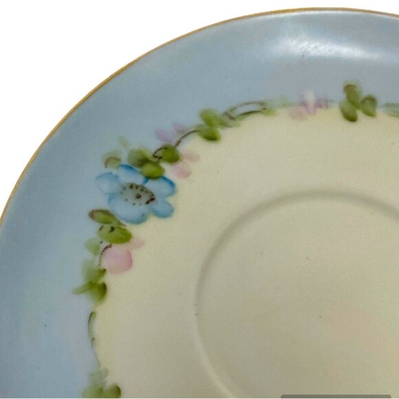 Vintage Tea Cup Saucer Moritz Zdekauer Austria Hand Painted Elegant Blue Floral - Picture 11 of 15